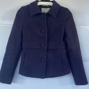 Old Navy 80% Wool Dark Purple Lined Pea Coat with Defined Waistband XS